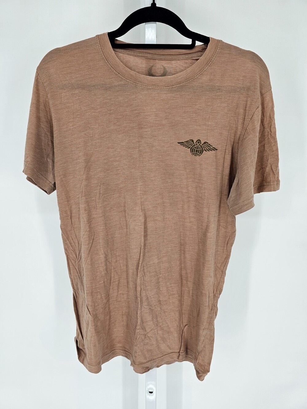 Hylete Mens Sz L Short Sleeve Athletic T Shirt Beige Brown